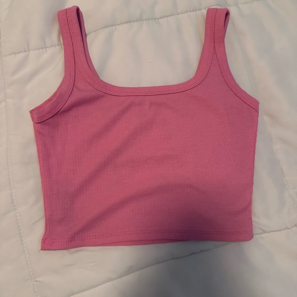 SHEIN Pink Ribbed Tank Top